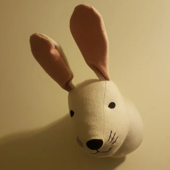 White Rabbit Plush Heads Wall Decor x2